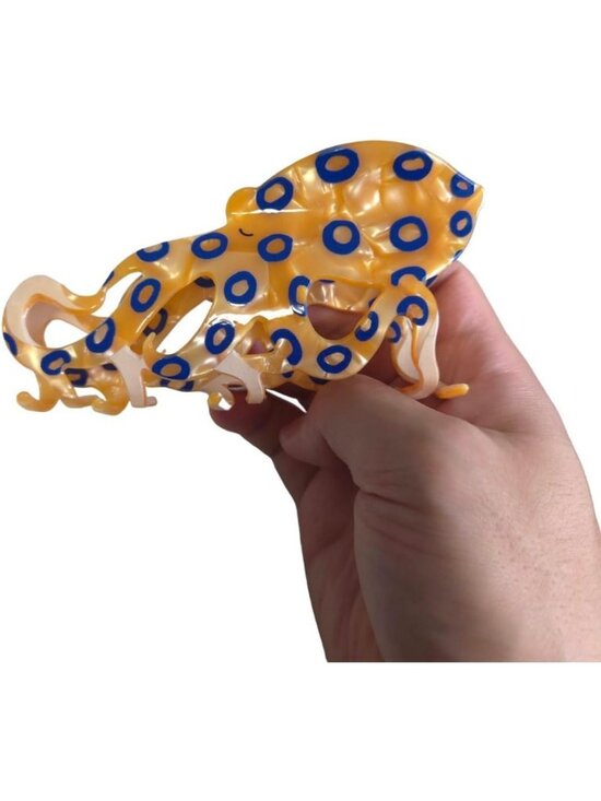 Blue-Ringed Octopus Hair Clip - Stylish Acetate Claw for Big Hair, Trendy main image 5